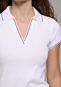thumb-Slim Fit Polo Yaka Düz Kadın Beyaz Kısa Kol Tişört