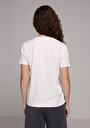 thumb-Regular Fit Yuvarlak Yaka Baskılı Kadın Beyaz Kısa Kol Tişört