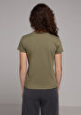 thumb-Slim Fit Yuvarlak Yaka Baskılı Kadın Yeşil Kısa Kol Tişört
