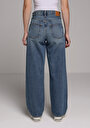 thumb-Baggy Fıt Orta Bel Daralan Paça Kadın Mid İndigo Denim Jean Pantolon