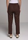 thumb-Regular Fit Yüksel Bel Düz Paça Kadın Kahverengi  Pantolon