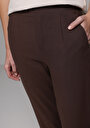 thumb-Regular Fit Yüksel Bel Düz Paça Kadın Kahverengi  Pantolon