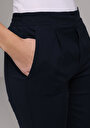 thumb-Regular Fit Yüksel Bel Düz Paça Kadın Lacivert  Pantolon