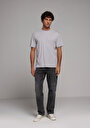 thumb-Comfort Fit Yuvarlak Yaka Düz Erkek Gri Kısa Kol Tişört