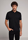 thumb-Regular Fit Polo Yaka Düz Erkek Siyah Kısa Kol Tişört