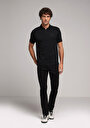 thumb-Regular Fit Polo Yaka Düz Erkek Siyah Kısa Kol Tişört