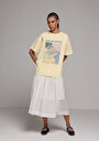 thumb-Midi Düz  Kadın Beyaz Etek