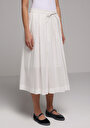 thumb-Midi Düz  Kadın Beyaz Etek