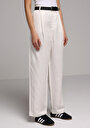 thumb-Regular Fit Yüksel Bel Geniş Paça Kadın Beyaz  Pantolon