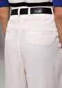thumb-Regular Fit Yüksel Bel Geniş Paça Kadın Beyaz  Pantolon