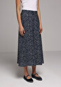 thumb-Maxi Length Metraj Baskılı Düğmeli Kadın Lacivert Etek