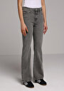 thumb-Regular Fit Orta Bel Bootcut Kadın Grey Denim Jean Pantolon