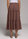thumb-Maxi Length Düz  Kadın Kahverengi Etek