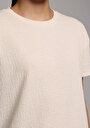 thumb-Regular Fit Yuvarlak Yaka Düz Kadın Ekru Kısa Kol Tişört