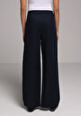thumb-Regular Fit Yüksel Bel Geniş Paça Kadın Lacivert  Pantolon