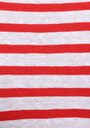 thumb-Regular Fit Yuvarlak Yaka Çizgili Kadın Kirmizi Kısa Kol Tişört
