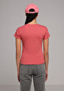 thumb-Slim Fit Yuvarlak Yaka Düz Kadın Kirmizi Kısa Kol Tişört