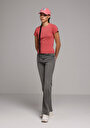 thumb-Slim Fit Yuvarlak Yaka Düz Kadın Kirmizi Kısa Kol Tişört