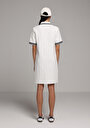 thumb-Regular Fit Jakarlı Kadın Beyaz Kısa Kol Elbise