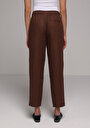 thumb-Regular Fit Yüksel Bel Düz Paça Kadın Kahverengi  Pantolon