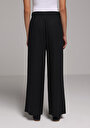 thumb-Regular Fit Yüksel Bel Geniş Paça Kadın Siyah  Pantolon