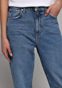 thumb-Mom Fit   Kadın Mid İndigo Denim Jean Pantolon