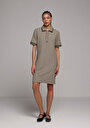 thumb-Regular Fit Jakarlı Kadın Yeşil Kısa Kol Elbise