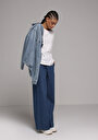 thumb-Loose Fit   Kadın Stripe Denim Jean Pantolon