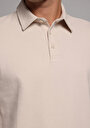 thumb-Regular Fit Polo Yaka Düz Erkek Bej Kısa Kol Tişört