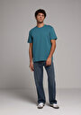 thumb-Comfort Fit Yuvarlak Yaka Düz Erkek Mavi Kısa Kol Tişört
