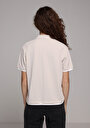 thumb-Regular Fit Yuvarlak Yaka Nakışlı Kadın Bej Kısa Kol Tişört