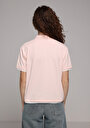 thumb-Regular Fit Yuvarlak Yaka Nakışlı Kadın Pembe Kısa Kol Tişört