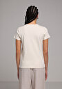 thumb-Slim Fit Yuvarlak Yaka Baskılı Kadın Taş Kısa Kol Tişört