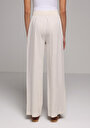 thumb-Regular Fit Yüksel Bel Geniş Paça Kadın Bej  Pantolon