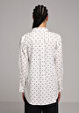 thumb-Regular Fit Shirt Neck Puantiyeli Kadın Ekru Uzun Kol Gömlek