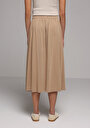 thumb-Regular Fit Düz  Kadın Bej Etek