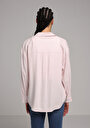 thumb-Boyfriend Fit Shirt Neck Düz Kadın Pembe Uzun Kol Gömlek
