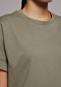 thumb-Regular Fit Yuvarlak Yaka Düz Kadın Yeşil Kısa Kol Tişört