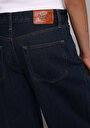 thumb-Baggy Fit Orta Bel Daralan Paça Kadın Dark İndigo Denim Jean Pantolon