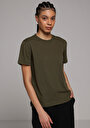thumb-Regular Fit Yuvarlak Yaka Düz Kadın Yeşil Kısa Kol Tişört