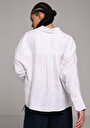 thumb-Fashion Fit Shirt Neck Düz Kadın Beyaz Uzun Kol Gömlek