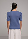 thumb-Slim Fit Yuvarlak Yaka Düz Kadın Mavi Kısa Kol Tişört
