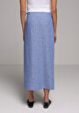 thumb-Midi Çizgili  Kadın Mavi Etek