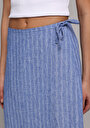 thumb-Midi Çizgili  Kadın Mavi Etek