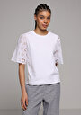 thumb-Regular Fit Yuvarlak Yaka Düz Kadın Beyaz Kısa Kol Tişört
