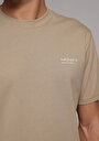thumb-Comfort Fit Yuvarlak Yaka Düz Erkek Bej Kısa Kol Tişört