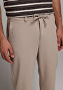 thumb-Regular Fit Orta Bel Düz Paça Erkek Bej  Pantolon