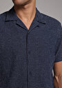 thumb-Regular Fit Shirt Neck Jakarlı Erkek Mavi Kısa Kol Gömlek