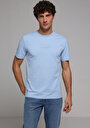 thumb-Comfort Fit Yuvarlak Yaka Düz Erkek Mavi Kısa Kol Tişört
