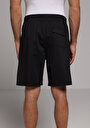 thumb-Regular Fit Orta Bel Düz Erkek Siyah Şort
